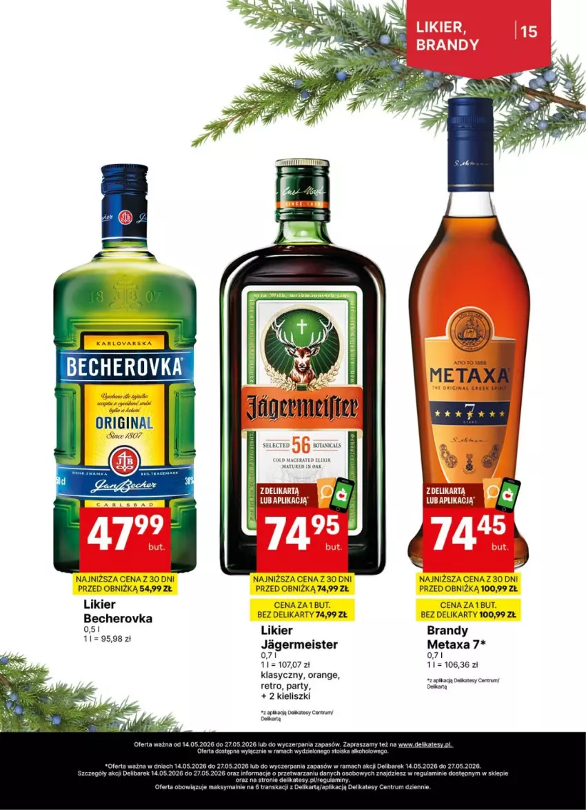 Gazetka promocyjna Delikatesy Centrum - Delibarek DC20-DC21 - ważna 14.05 do 27.05.2026 - strona 15 - produkty: Acer, Brandy, Jagermeister, Likier, Metaxa, Rama, Rum, Tran