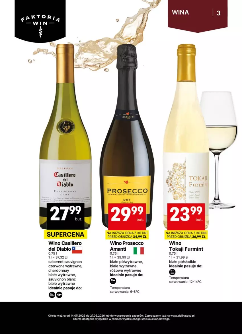 Gazetka promocyjna Delikatesy Centrum - Delibarek DC20-DC21 - ważna 14.05 do 27.05.2026 - strona 3 - produkty: Cabernet Sauvignon, Chardonnay, Fa, Prosecco, Rama, Sauvignon Blanc, Ser, Tokaji, Wino