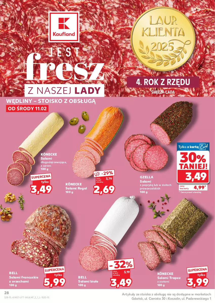 Gazetka promocyjna Kaufland - Gazetka tygodnia - ważna 11.02 do 18.02.2026 - strona 28 - produkty: Bell, Kosz, Rogal, Salami, Ser, Szal