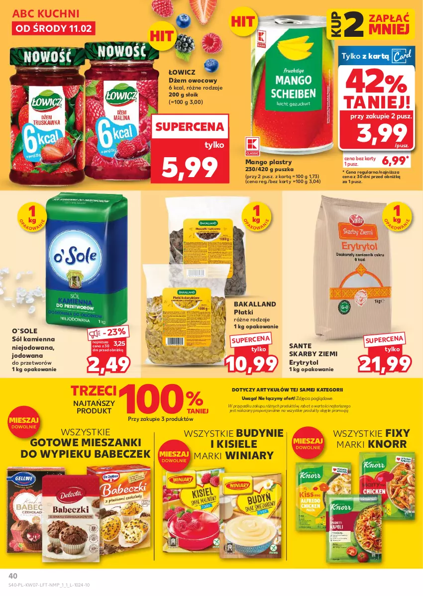 Gazetka promocyjna Kaufland - Gazetka tygodnia - ważna 11.02 do 18.02.2026 - strona 40 - produkty: Bakalland, Dżem, Kisiel, Knorr, Mango, Por, Sante, Sól, Waga, Winiary