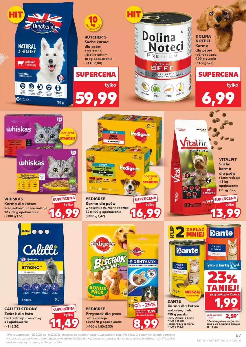 Gazetka promocyjna Kaufland - Gazetka tygodnia - ważna 11.02 do 18.02.2026 - strona 57 - produkty: Drób, Kurczak, Pedigree, Sucha karma, Whiskas, Wołowina