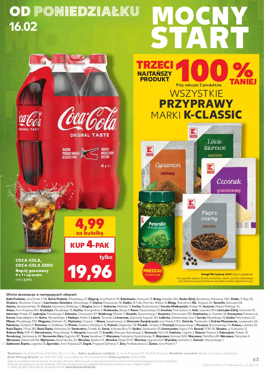 Gazetka promocyjna Kaufland - Gazetka tygodnia - ważna 11.02 do 18.02.2026 - strona 63 - produkty: BIC, Coca-Cola, Dres, Gry, Kosz, LANA, Napój, Napój gazowany, Piast, Piec, Podlaski, Por, Przyprawy, Sok, Szal, Waga, Wino
