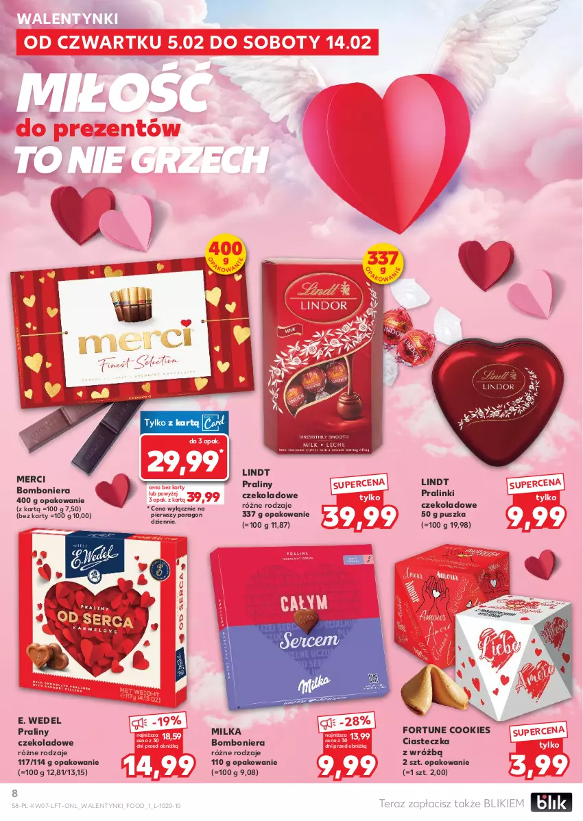 Gazetka promocyjna Kaufland - Gazetka tygodnia - ważna 11.02 do 18.02.2026 - strona 8 - produkty: Bomboniera, E. Wedel, Lindt, Merci, Milka, Praliny, Tera