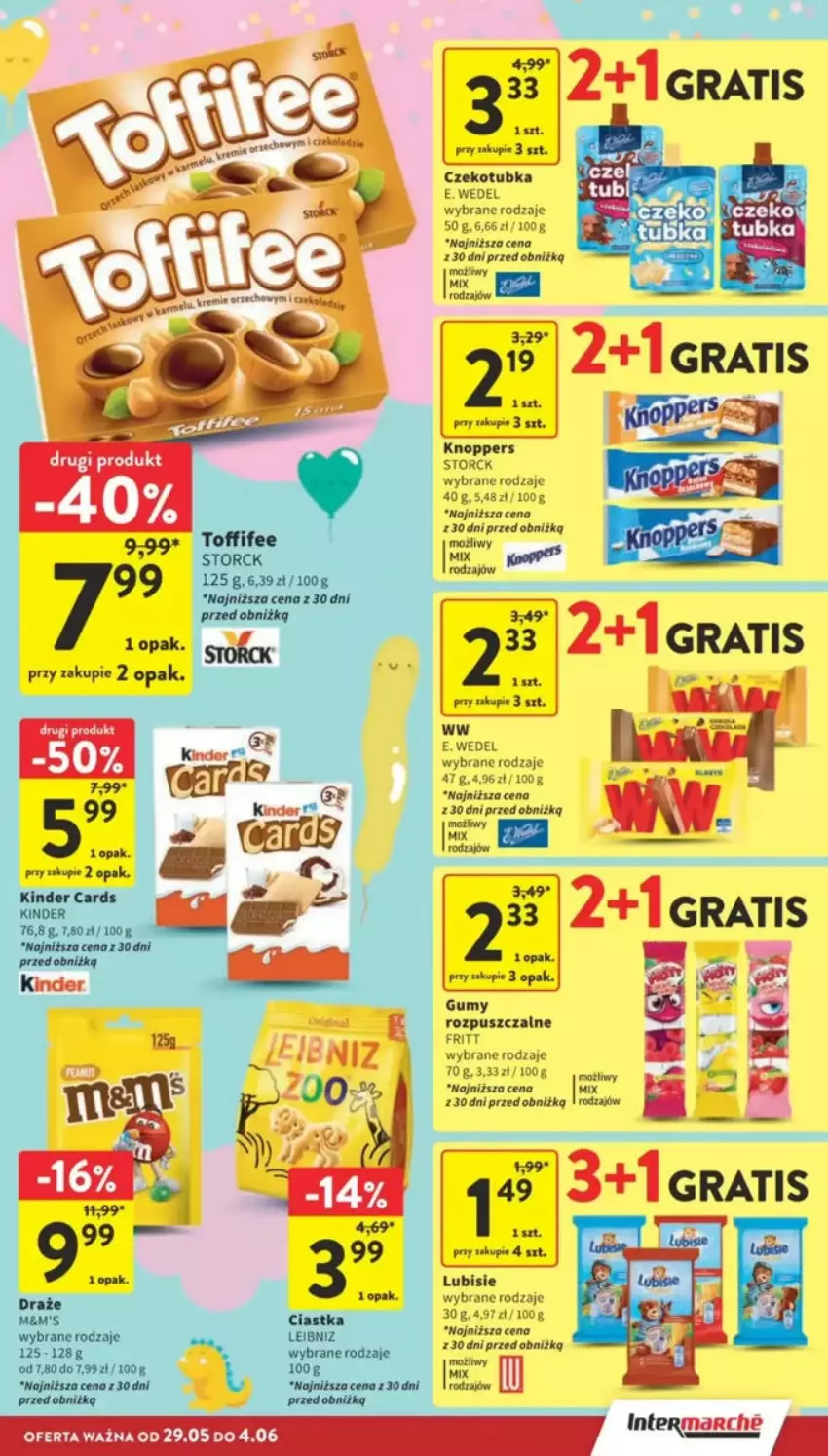 Gazetka promocyjna Intermarche - ważna 29.05 do 04.06.2025 - strona 44 - produkty: Ciastka, E. Wedel, Gra, Kinder, Knoppers, Lubisie, Por, Toffifee