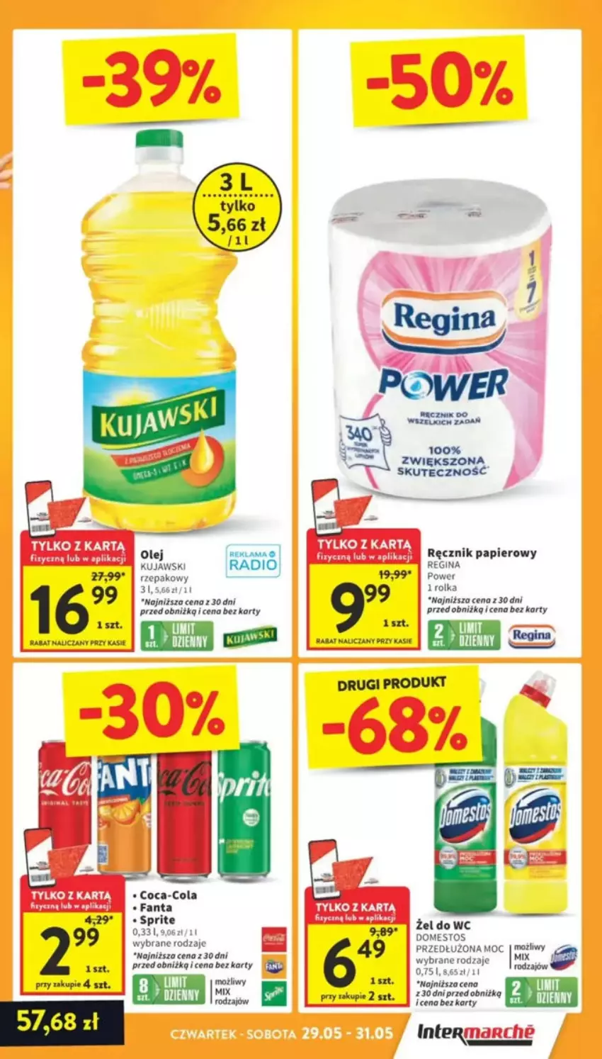 Gazetka promocyjna Intermarche - ważna 29.05 do 04.06.2025 - strona 49 - produkty: Coca-Cola, Fa, Fanta, Gin, Kujawski, Olej, Papier, Ręcznik, Sprite