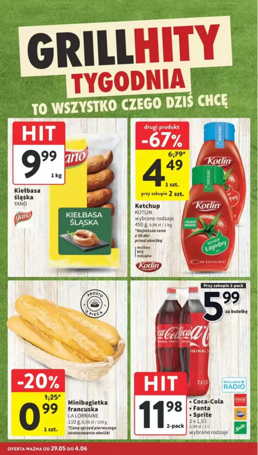 Gazetka promocyjna Intermarche - ważna 29.05 do 04.06.2025 - strona 6 - produkty: Bagietka, Coca-Cola, Fa, Fanta, Ketchup, Kiełbasa, Sprite