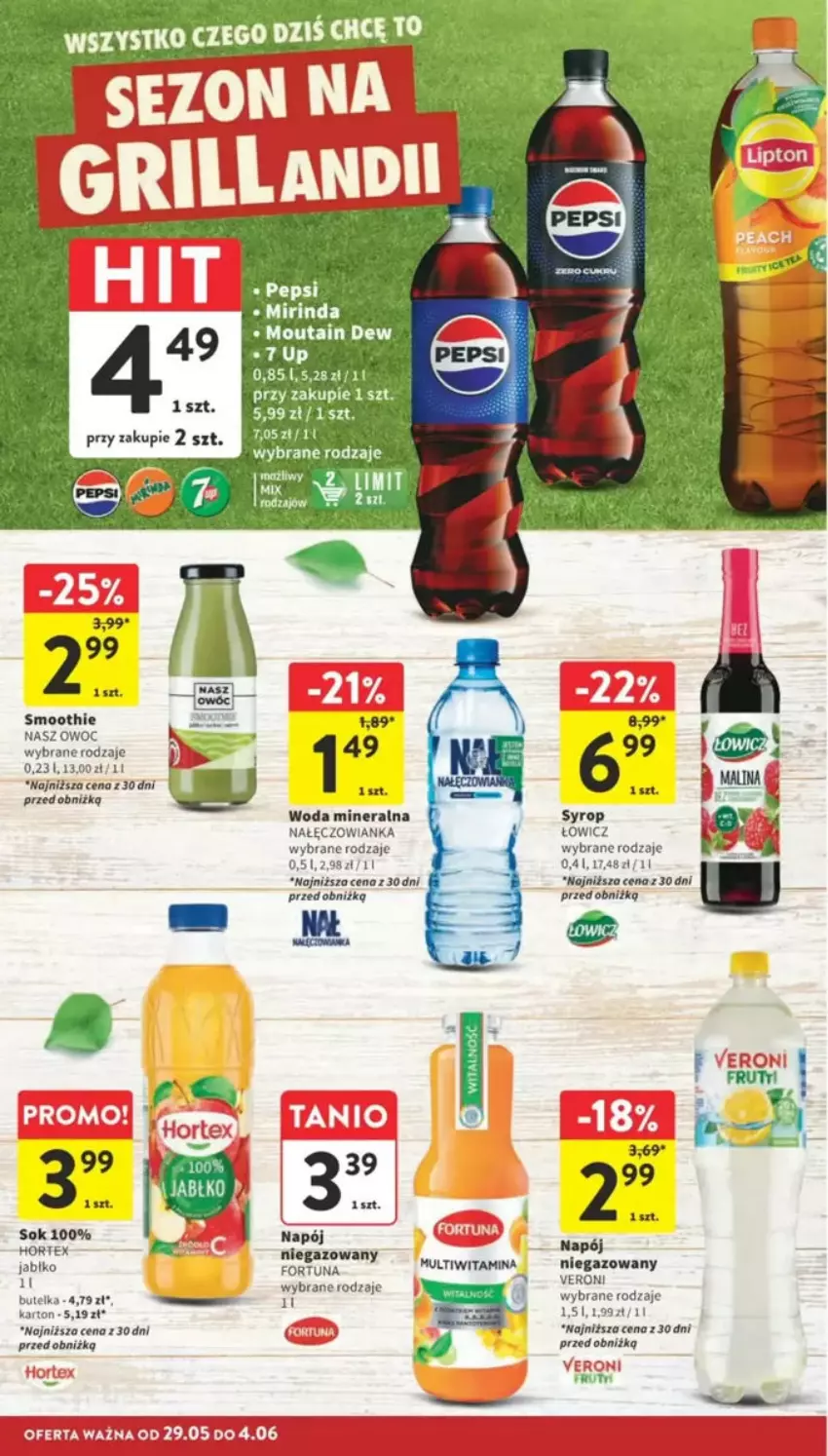 Gazetka promocyjna Intermarche - ważna 29.05 do 04.06.2025 - strona 68 - produkty: 7up, Fortuna, Mirinda, Napój, Sok, Syrop, Woda, Woda mineralna