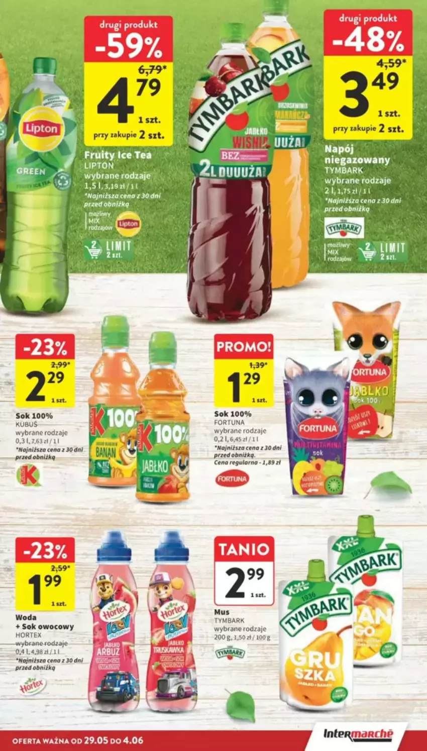Gazetka promocyjna Intermarche - ważna 29.05 do 04.06.2025 - strona 69 - produkty: Fortuna, Kubuś, Mus, Sok, Tymbark, Woda