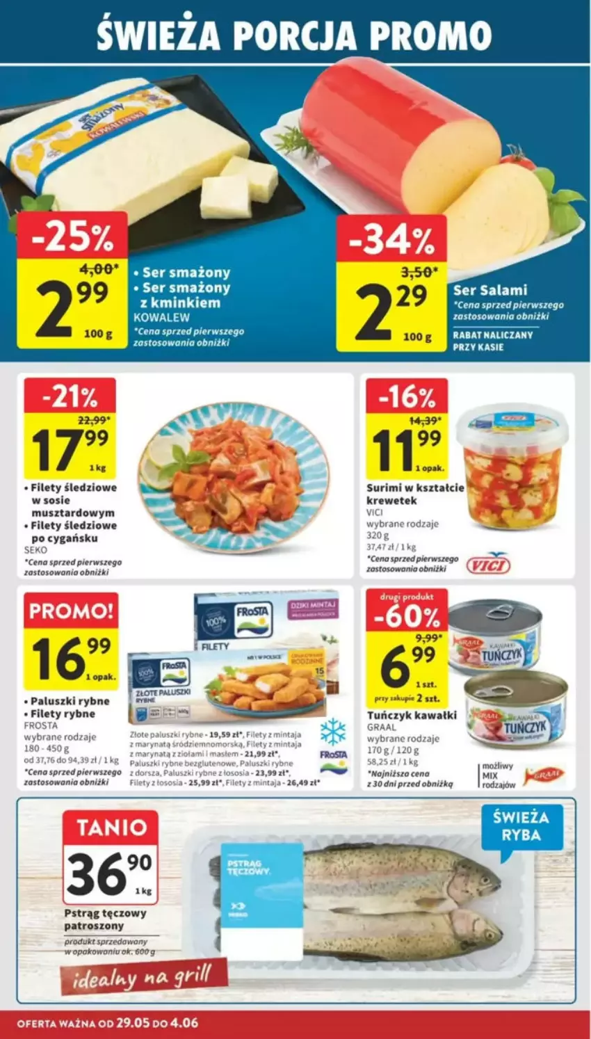 Gazetka promocyjna Intermarche - ważna 29.05 do 04.06.2025 - strona 72 - produkty: Astor, Dorsz, Fa, Frosta, Gra, Graal, Kawa, Mintaj, Mus, Paluszki rybne, Por, Pstrąg, Pstrąg tęczowy, Ryba, Salami, SEKO, Ser, Ser salami, Sos, Tuńczyk