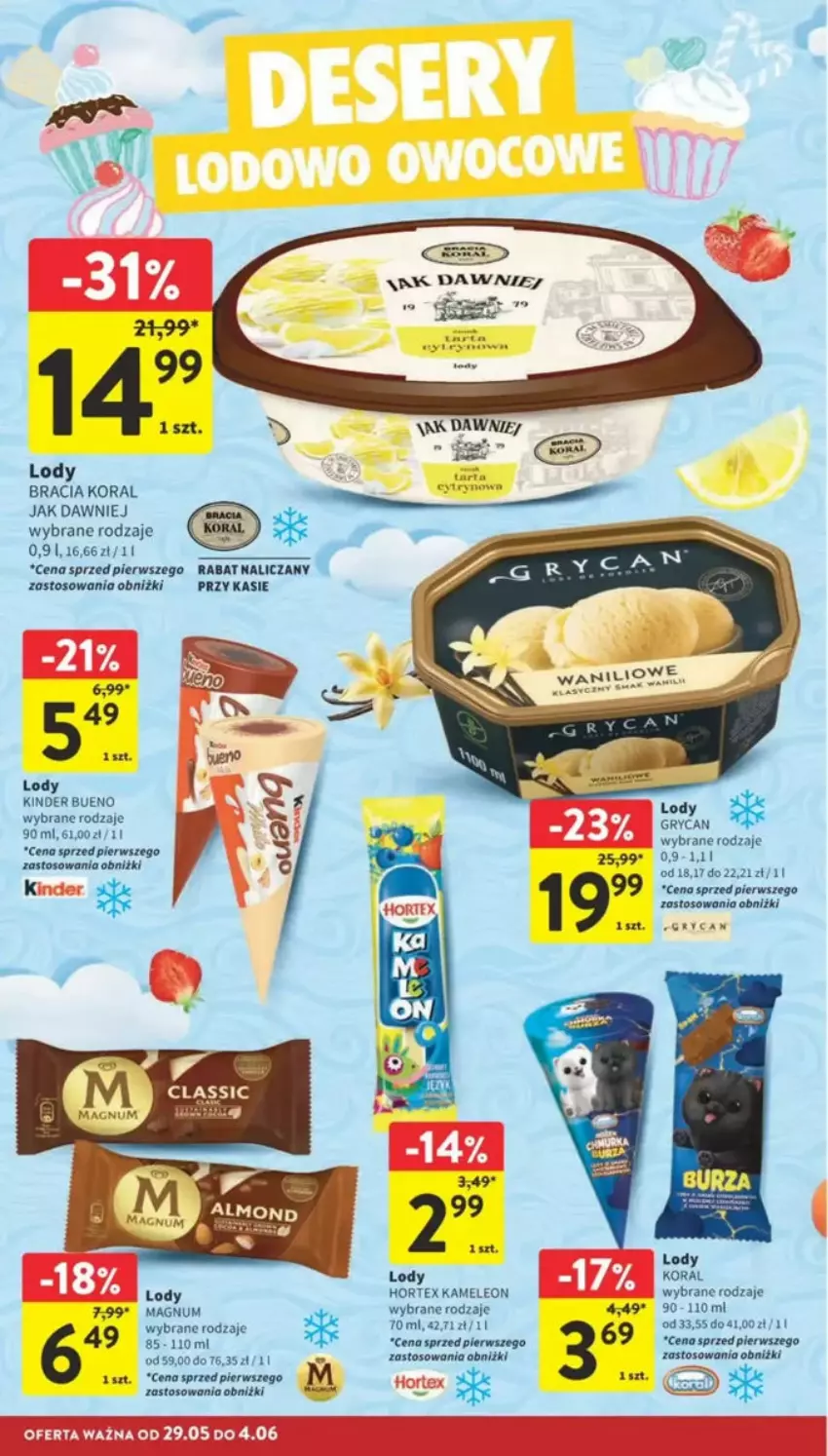 Gazetka promocyjna Intermarche - ważna 29.05 do 04.06.2025 - strona 74 - produkty: Eleo, Gry, Hortex, Kinder, Kinder Bueno, Leon, Lody