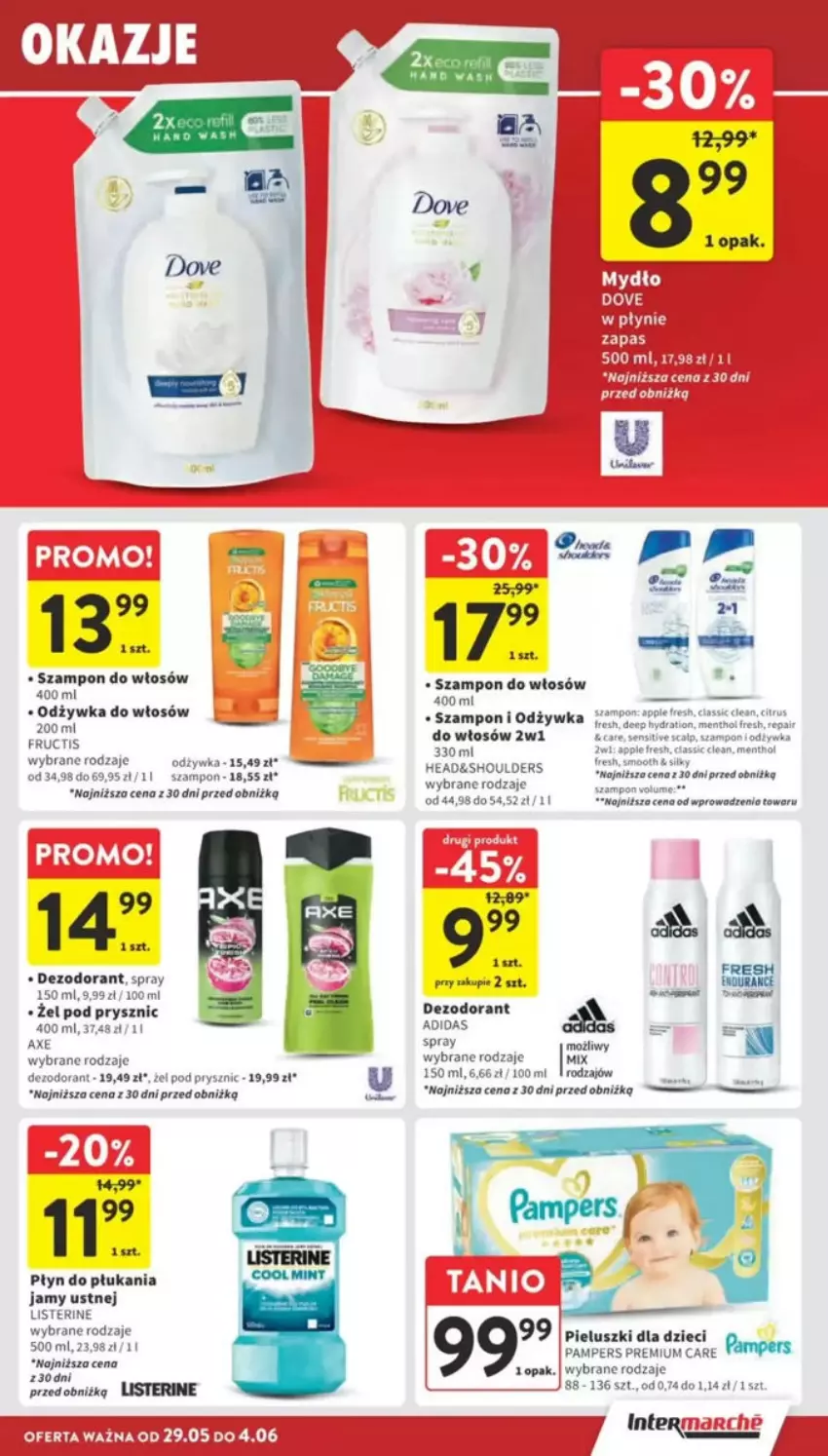 Gazetka promocyjna Intermarche - ważna 29.05 do 04.06.2025 - strona 84 - produkty: Adidas, Dezodorant, Dzieci, Fa, HP, Listerine, Odżywka, Pampers, Płyn do płukania, Płyn do płukania jamy ustnej, Szampon