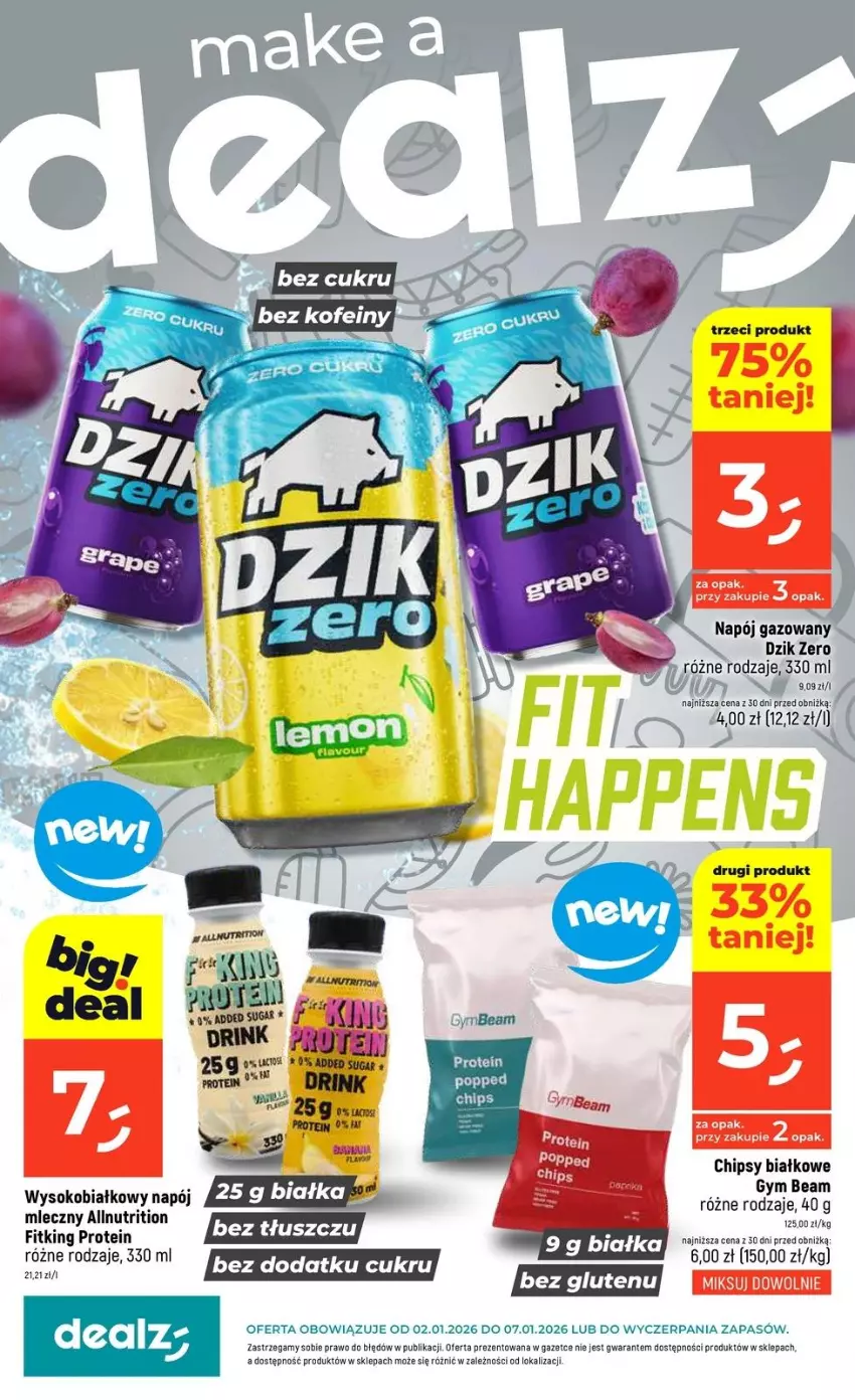 Gazetka promocyjna Dealz - NOWA GAZETKA - ważna 02.01 do 07.01.2026 - strona 1 - produkty: Chipsy, Miecz, Napój, Napój gazowany, Sok