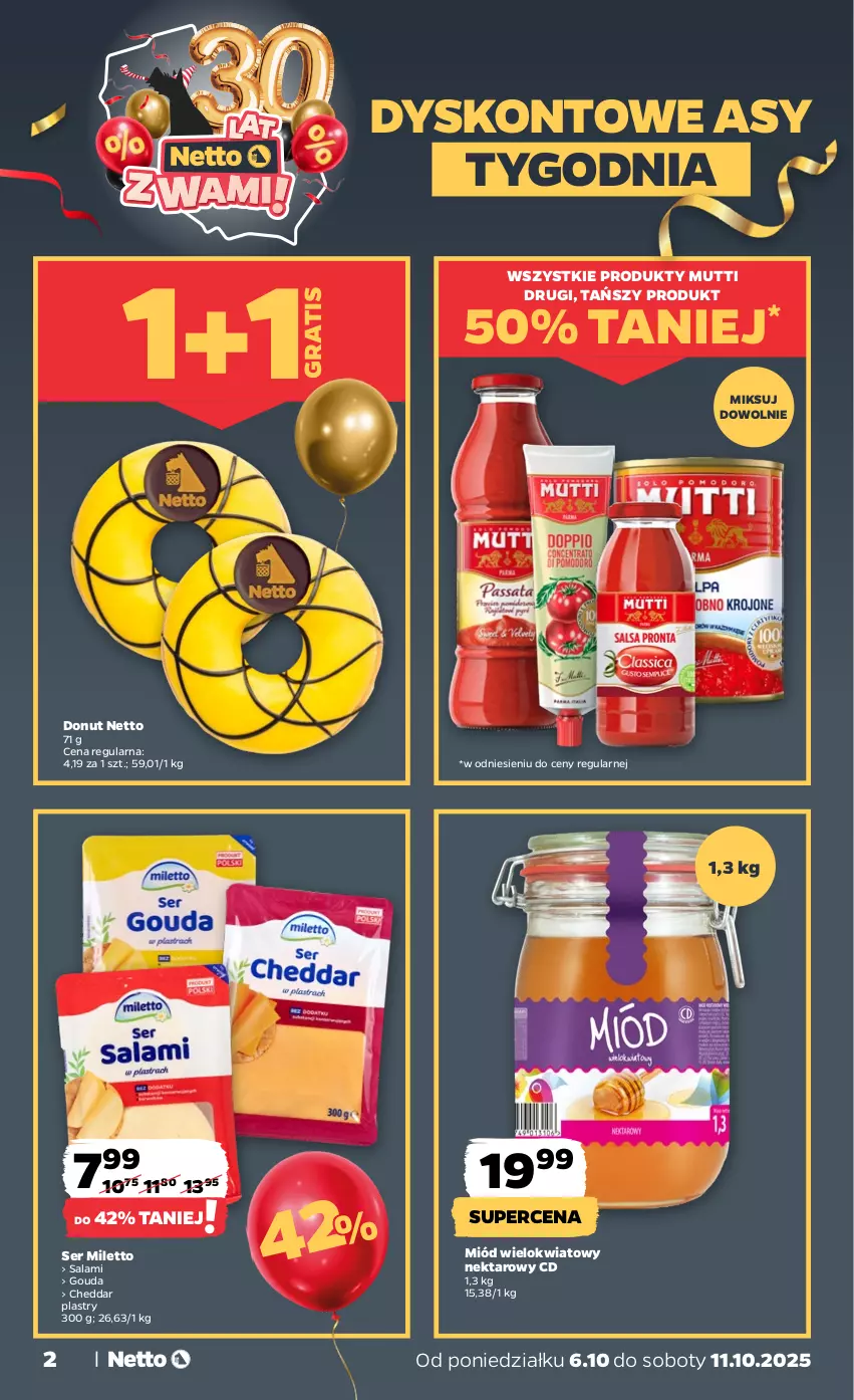 Gazetka promocyjna Netto - Od Poniedziałku - ważna 06.10 do 11.10.2025 - strona 2 - produkty: Cheddar, Donut, Gouda, Gra, Miód, Nektar, Salami, Ser