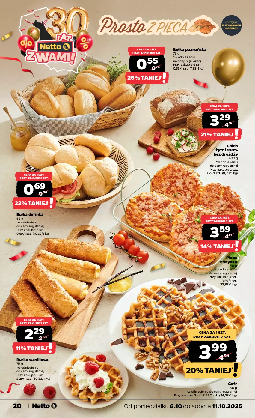 Gazetka promocyjna Netto - Od Poniedziałku - ważna 06.10 do 11.10.2025 - strona 20 - produkty: Bułka, Chleb, Inka, Pizza
