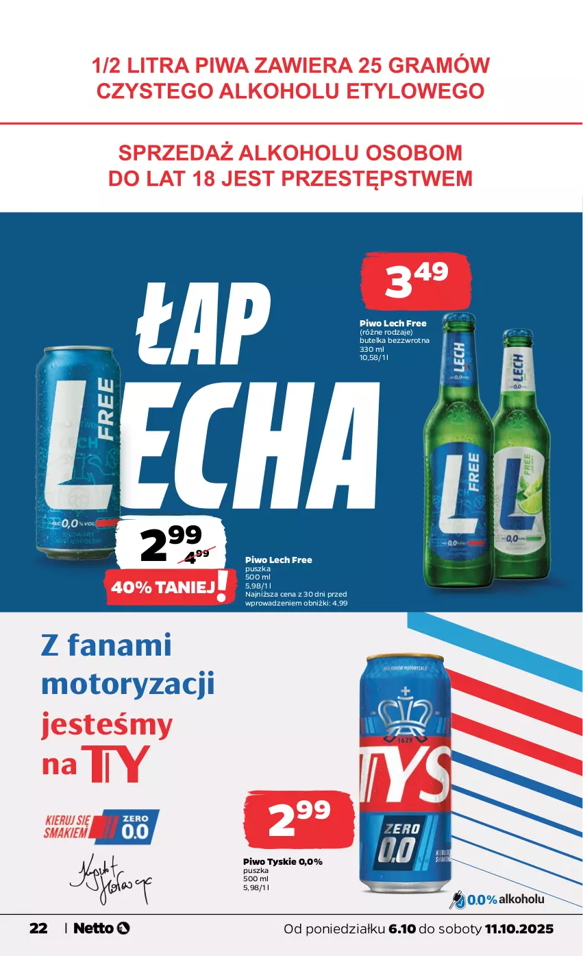 Gazetka promocyjna Netto - Od Poniedziałku - ważna 06.10 do 11.10.2025 - strona 22 - produkty: Fa, Piwo, Tyskie