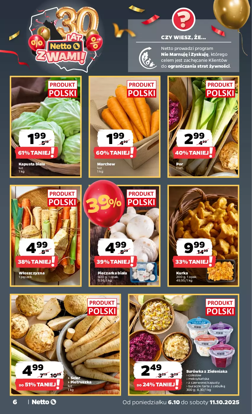 Gazetka promocyjna Netto - Od Poniedziałku - ważna 06.10 do 11.10.2025 - strona 6 - produkty: Buraczki, Gra, Piec, Pieczarka, Pietruszka, Por, Surówka