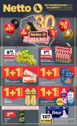 Gazetka promocyjna Netto - Od Poniedziałku - Gazetka - ważna od 11.10 do 11.10.2025 - strona 1 - produkty: Piwa, Piwo, Gra, Papier, Jaja, Parówki, Kosz, Mlekovita, Papier toaletowy, Velvet, Płyn do płukania, Olej rzepakowy, Wino, Olej, Berlinki, Lenor, Kokos, Mleko