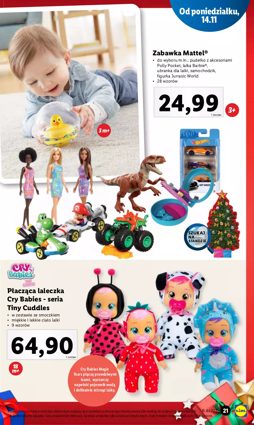 Gazetka promocyjna Lidl - GAZETKA - ważna 14.11 do 19.11.2022 - strona 21 - produkty: Barbie, Chodzik, Lalka, Mattel, Pojemnik, Polly Pocket, Pudełko, Ser, Zabawka