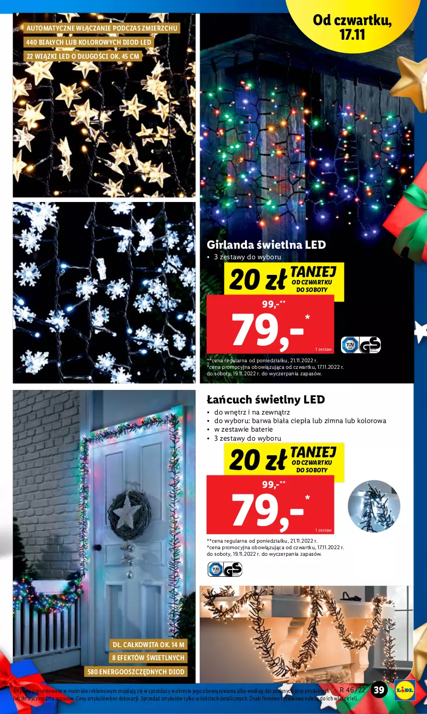 Gazetka promocyjna Lidl - GAZETKA - ważna 14.11 do 19.11.2022 - strona 39 - produkty: Girlanda