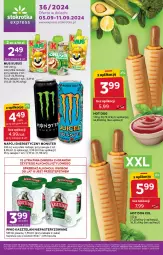 Gazetka promocyjna Stokrotka - Stokrotka Express - Gazetka - ważna od 11.09 do 11.09.2024 - strona 1 - produkty: Piwa, Piwo, Warzywa, Ser, Mus, Gra, Hot dog, Napój energetyczny, Kasztelan, Owoce, Napój