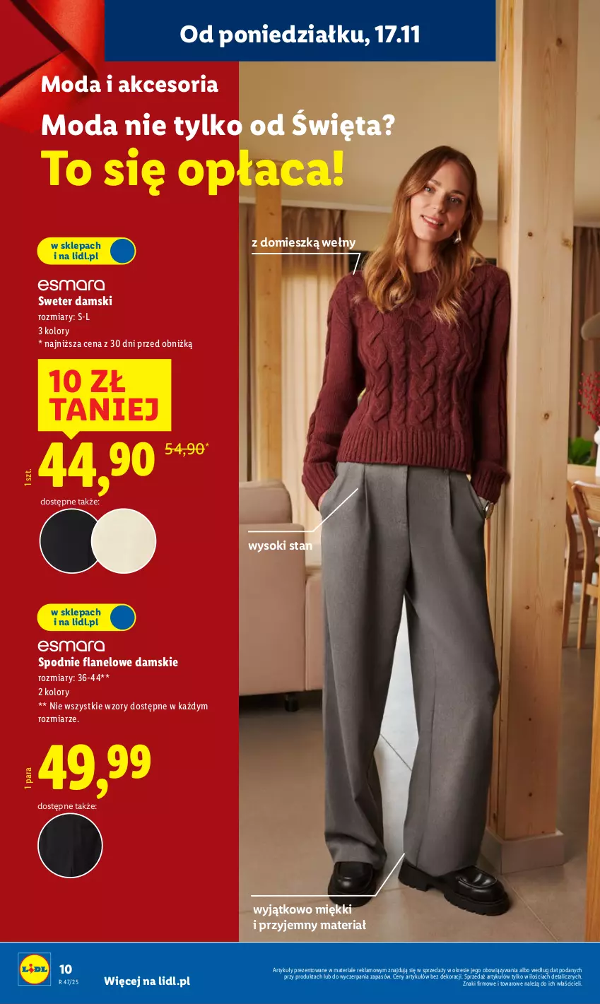 Gazetka promocyjna Lidl - GAZETKA - ważna 17.11 do 22.11.2025 - strona 14 - produkty: Moda, Sok, Spodnie, Sweter
