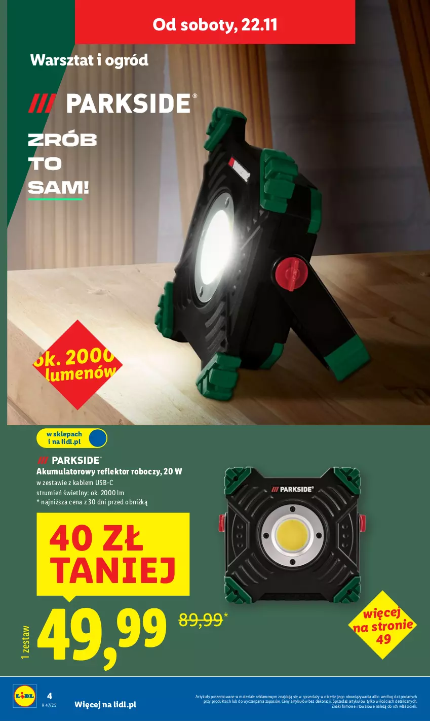 Gazetka promocyjna Lidl - GAZETKA - ważna 17.11 do 22.11.2025 - strona 4 - produkty: Akumulator, Ogród, Reflektor, Rum