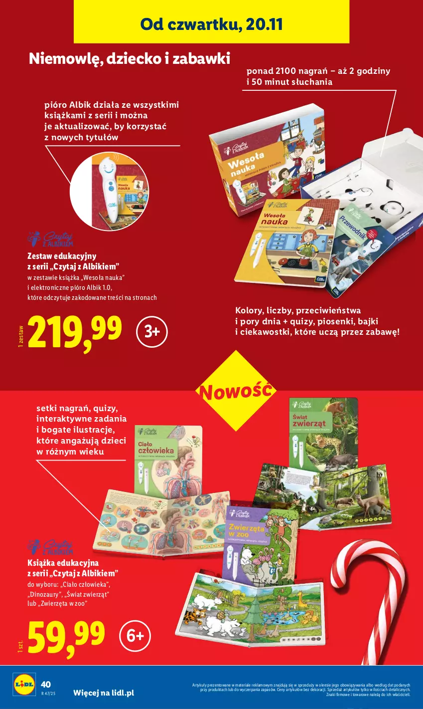 Gazetka promocyjna Lidl - GAZETKA - ważna 17.11 do 22.11.2025 - strona 44 - produkty: Dinozaur, Dzieci, Gra, Książka, Por, Quiz, Ser, Tera, Zwierzęta