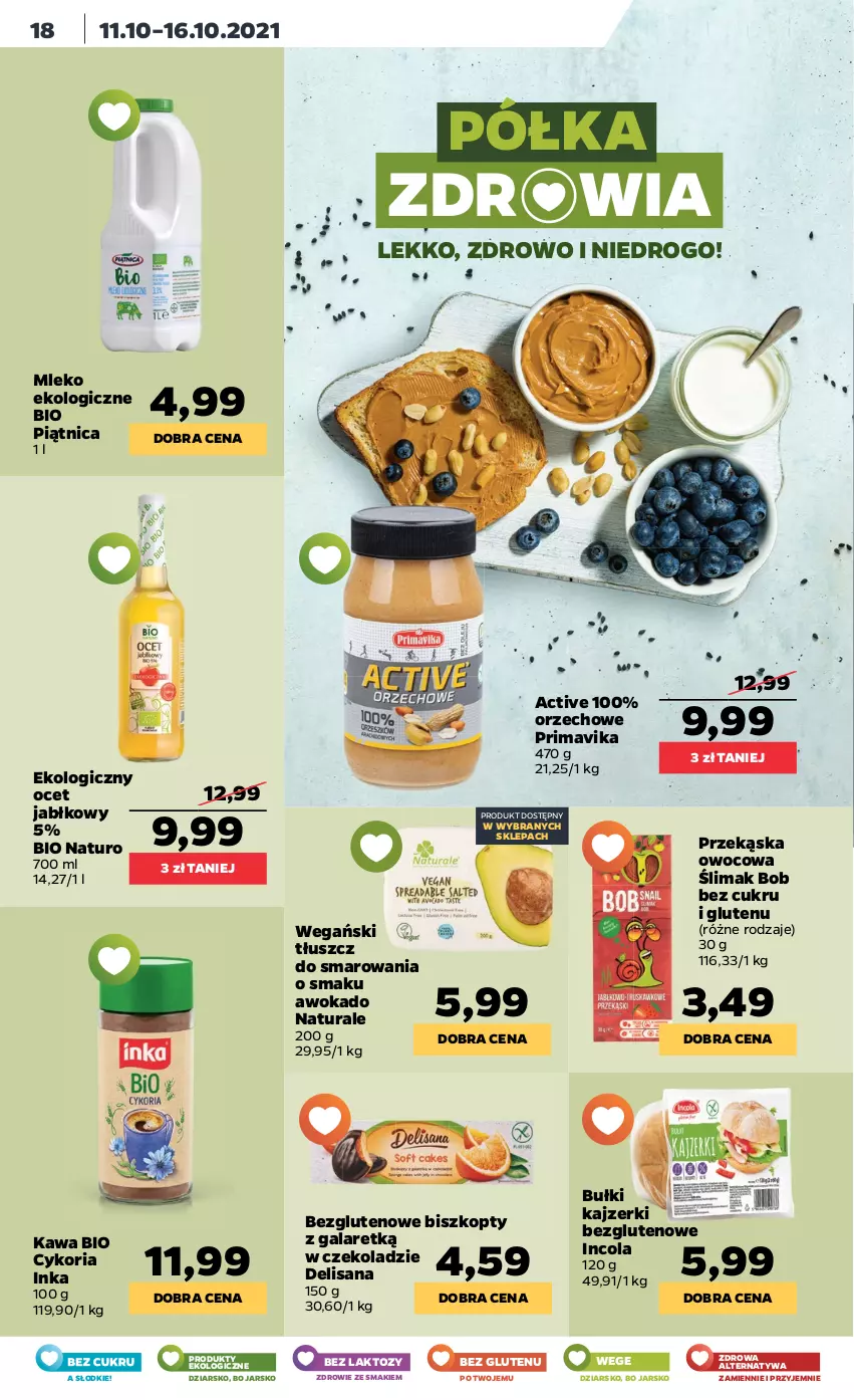 Gazetka promocyjna Netto - Gazetka spożywcza - ważna 11.10 do 16.10.2021 - strona 18 - produkty: Biszkopty, Gala, Inka, Isana, Kawa, Mleko, Ocet, Piątnica, Półka, Prima, Primavika, Zdrowie