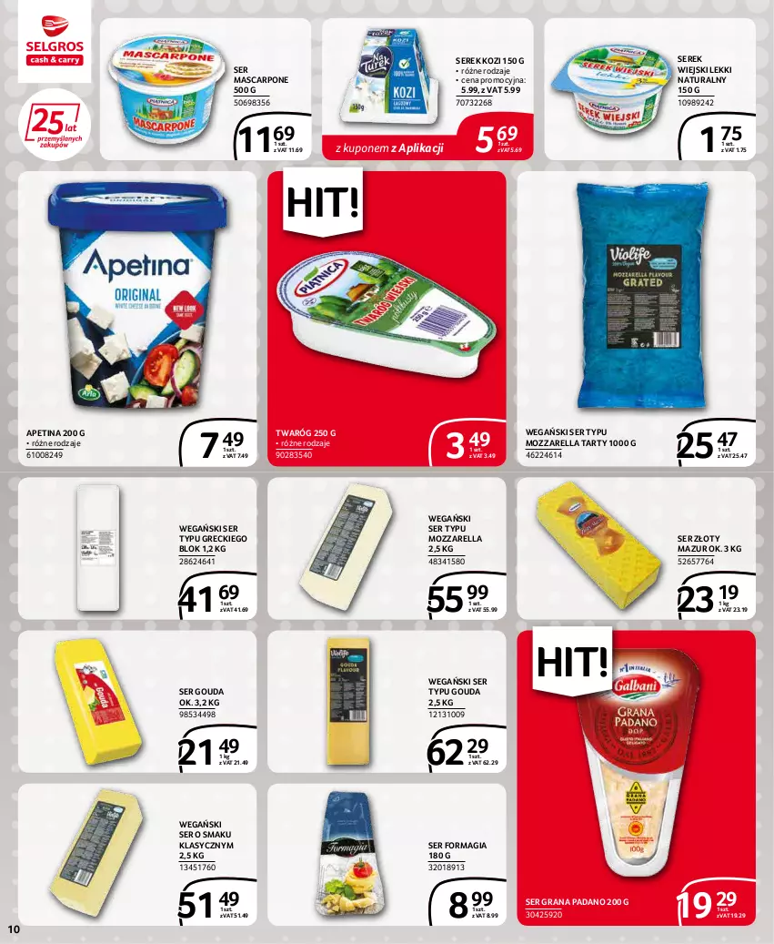 Gazetka promocyjna Selgros - Extra Oferta - ważna 01.02 do 28.02.2022 - strona 10 - produkty: Gouda, Gra, Mascarpone, Mozzarella, Ser, Serek, Serek wiejski, Twaróg, Złoty Mazur