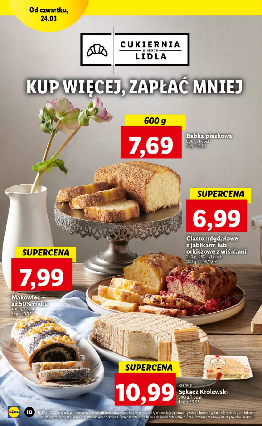 Gazetka promocyjna Lidl - GAZETKA - ważna 24.03 do 27.03.2022 - strona 10 - produkty: Babka, Cukier, Jabłka, Królewski, Sękacz, Ser