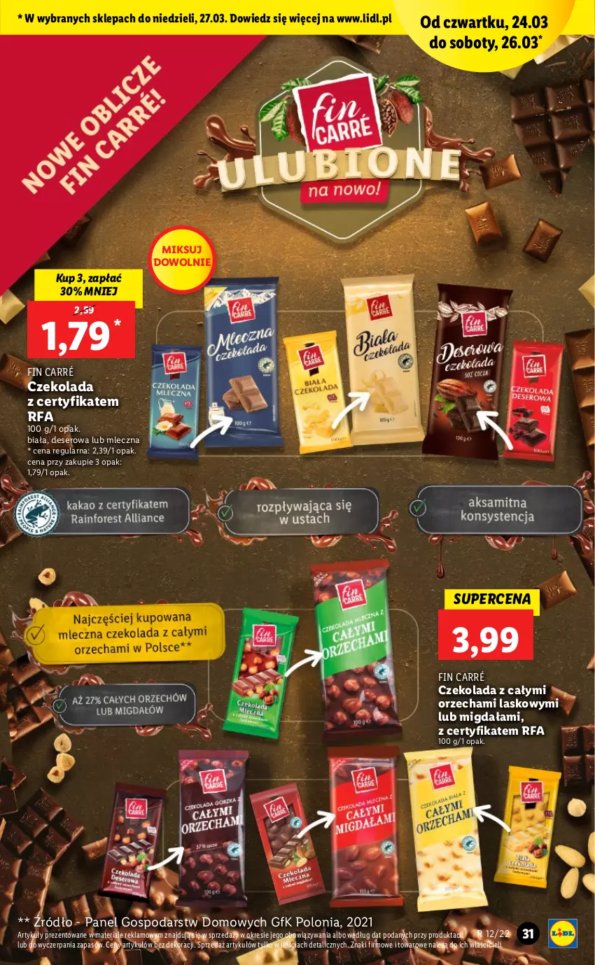 Gazetka promocyjna Lidl - GAZETKA - ważna 24.03 do 27.03.2022 - strona 31 - produkty: Czekolada, Deser, Fa, Ser