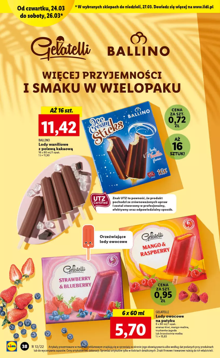 Gazetka promocyjna Lidl - GAZETKA - ważna 24.03 do 27.03.2022 - strona 38 - produkty: Ananas, Kakao, Kiwi, Lody, Mango