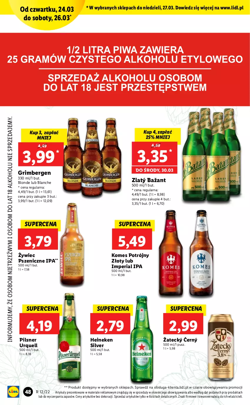 Gazetka promocyjna Lidl - GAZETKA - ważna 24.03 do 27.03.2022 - strona 48 - produkty: Heineken, Pilsner Urquell