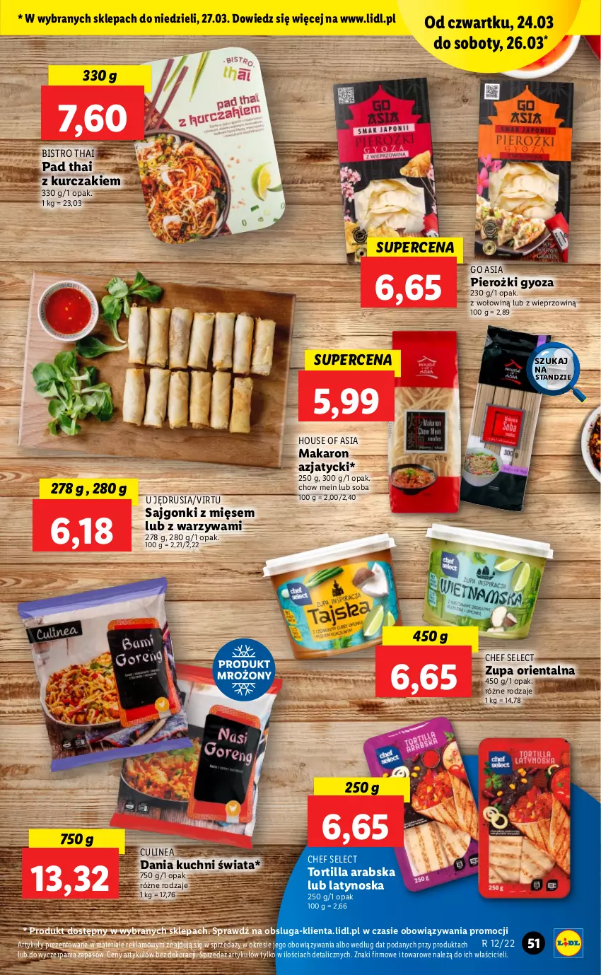 Gazetka promocyjna Lidl - GAZETKA - ważna 24.03 do 27.03.2022 - strona 51 - produkty: House of Asia, Kurczak, Makaron, Sajgonki, Tortilla, Virtu, Warzywa, Zupa