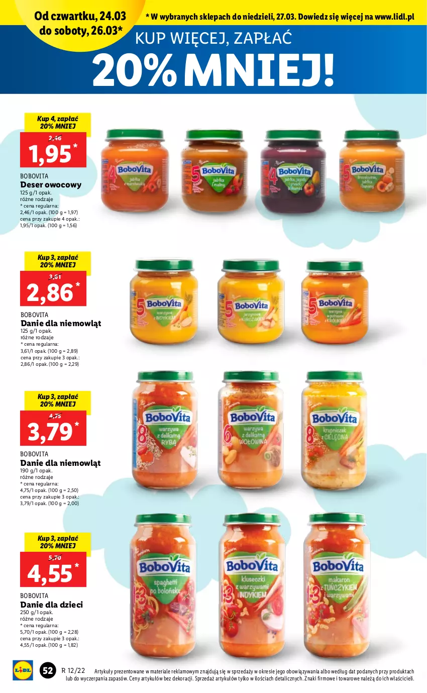 Gazetka promocyjna Lidl - GAZETKA - ważna 24.03 do 27.03.2022 - strona 52 - produkty: BoboVita, Danie dla dzieci, Deser, Deser owocowy, Dzieci, Ser