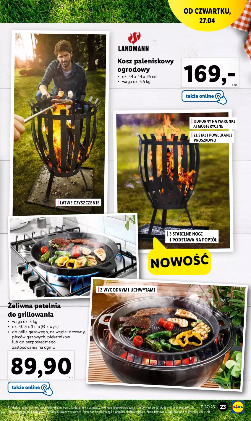 Gazetka promocyjna Lidl - GAZETKA - ważna 24.04 do 30.04.2023 - strona 27 - produkty: Grill, Kosz, Palenisko, Patelnia, Piec, Piekarnik, Por, Waga, Węgiel drzewny