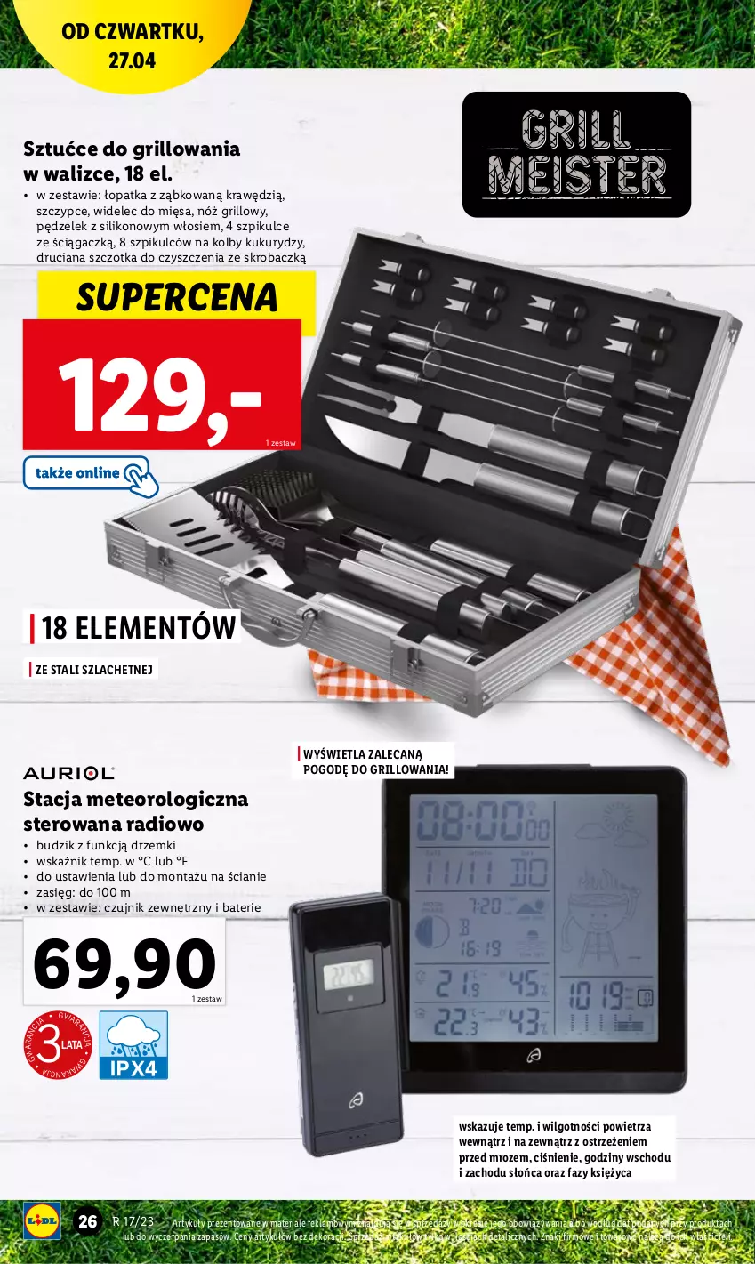 Gazetka promocyjna Lidl - GAZETKA - ważna 24.04 do 30.04.2023 - strona 30 - produkty: Budzik, Czujnik zewnętrzny, Fa, Grill, LG, Szczotka, Szczypce, Widelec