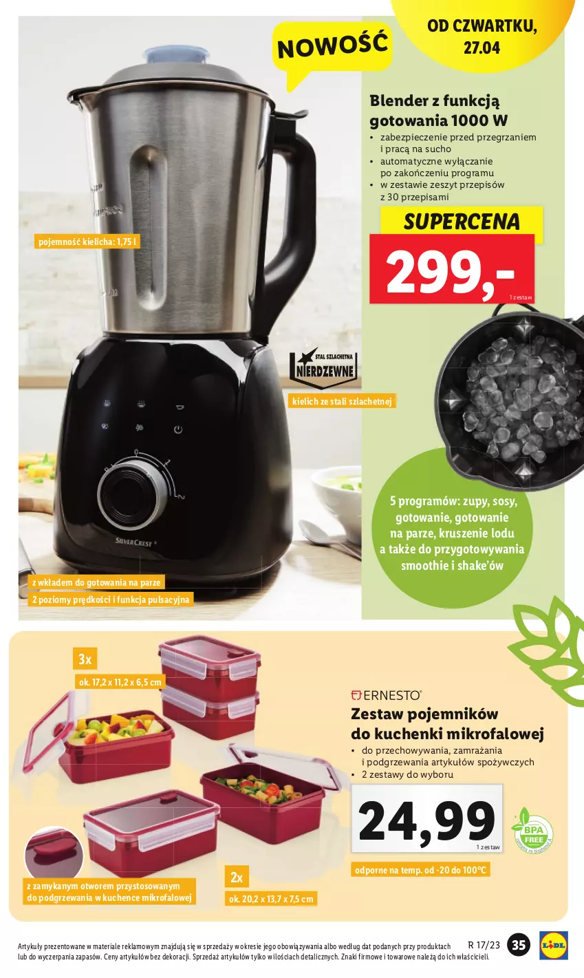 Gazetka promocyjna Lidl - GAZETKA - ważna 24.04 do 30.04.2023 - strona 41 - produkty: Blender, Fa, Gra, Kuchenki mikrofalowe, Piec, Pojemnik, Por, Smoothie, Sos