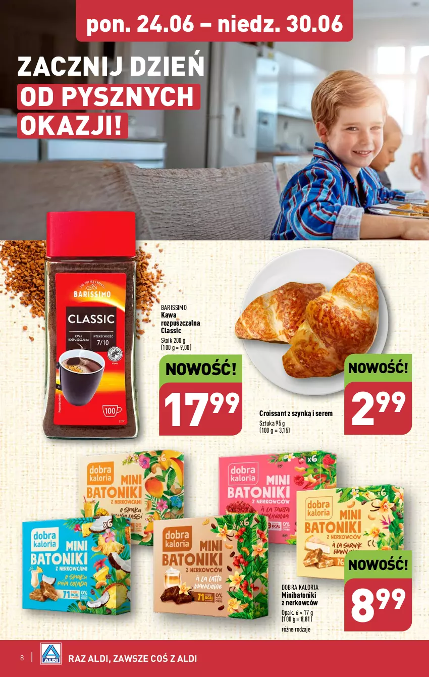 Gazetka promocyjna Aldi - Pełna oferta - ważna 24.06 do 30.06.2024 - strona 8 - produkty: Baton, Croissant, Kawa, Kawa rozpuszczalna, Ser, Tonik