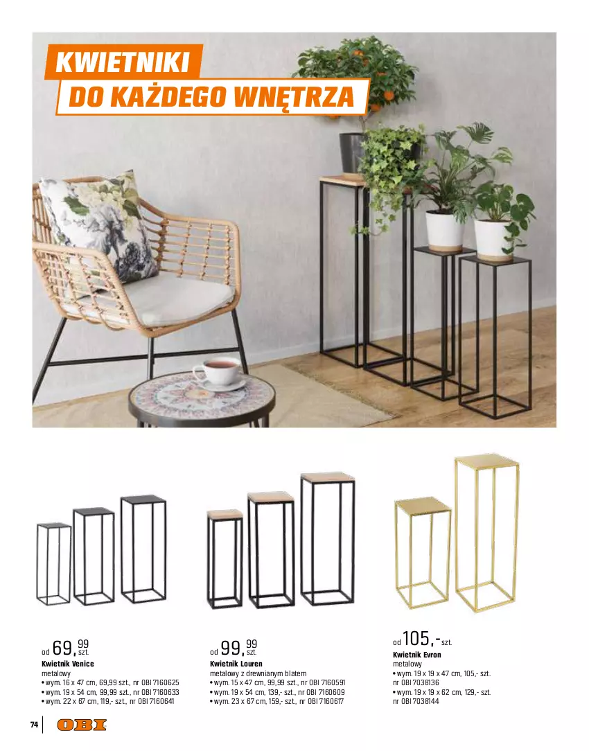 Gazetka promocyjna Obi - Katalog Ogród Wiosna 2024 - ważna 11.03 do 31.05.2024 - strona 74 - produkty: Kwietnik