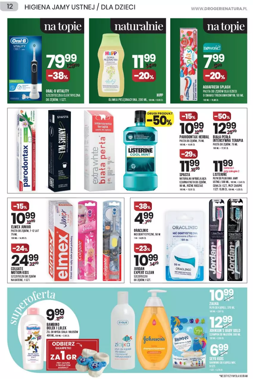 Gazetka promocyjna Drogerie Natura - Gazetka Drogerie Natura - ważna 20.05 do 02.06.2021 - strona 12 - produkty: Clin, Colgate, Dzieci, Gra, Higiena jamy ustnej, LG, Listerine, Parodontax, Pasta do zębów, Perła, Tera