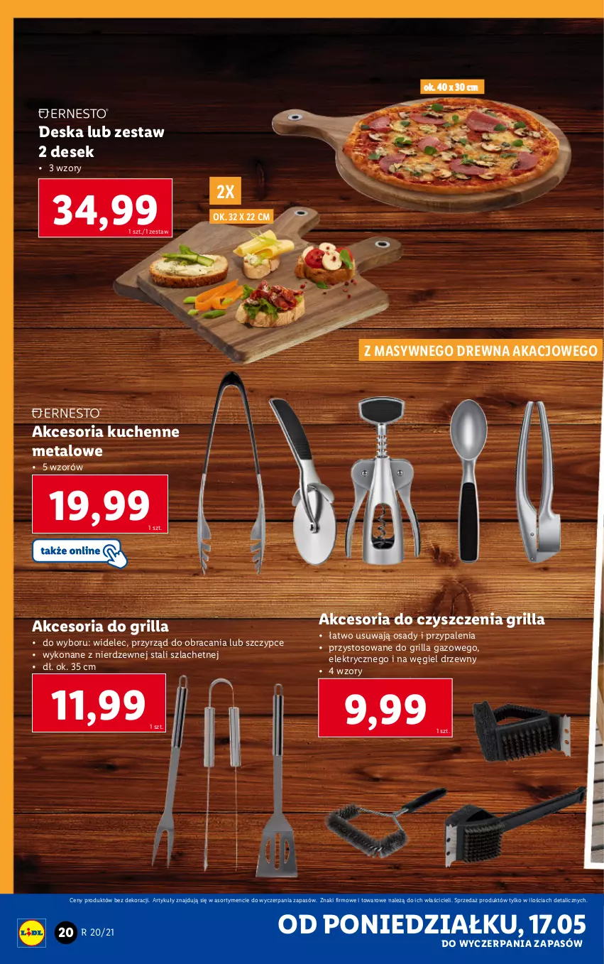 Gazetka promocyjna Lidl - GAZETKA - ważna 17.05 do 22.05.2021 - strona 20 - produkty: Grill, Szczypce, Węgiel drzewny, Widelec