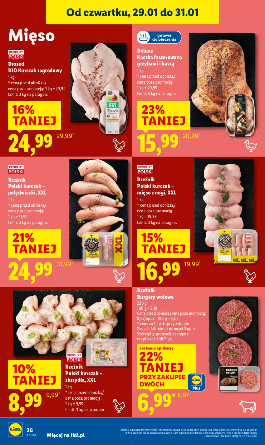 Gazetka promocyjna Lidl - GAZETKA - ważna 29.01 do 31.01.2026 - strona 26 - produkty: Burger, Fa, Kaczka, Kaczka faszerowana, Kurczak, Mięso, Piec