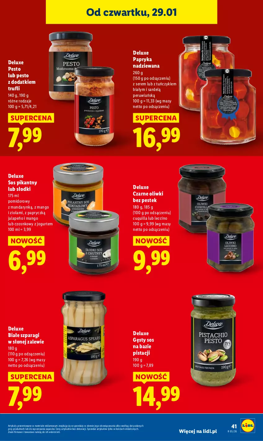 Gazetka promocyjna Lidl - GAZETKA - ważna 29.01 do 31.01.2026 - strona 41 - produkty: Jogurt, Mango, Oliwki, Papryka, Pesto, Ser, Sos, Stek, Tuńczyk