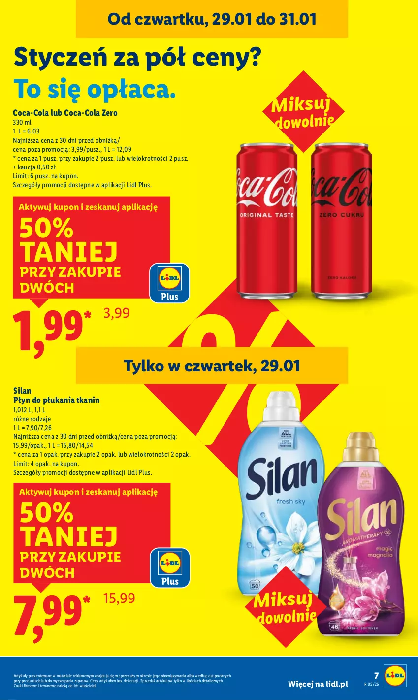 Gazetka promocyjna Lidl - GAZETKA - ważna 29.01 do 31.01.2026 - strona 7 - produkty: Coca-Cola, Płyn do płukania, Silan
