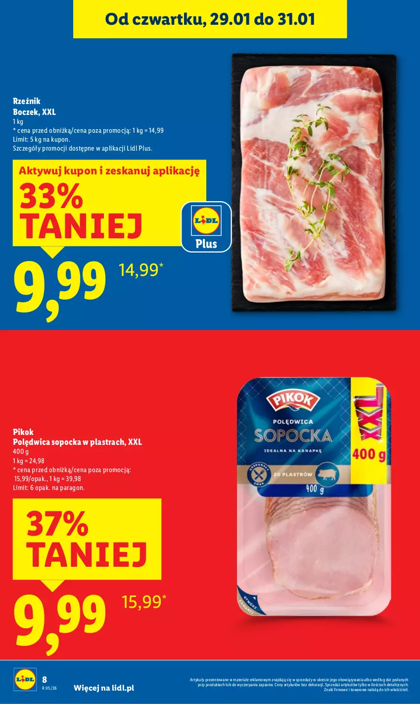 Gazetka promocyjna Lidl - GAZETKA - ważna 29.01 do 31.01.2026 - strona 8 - produkty: Boczek, PIKOK, Polędwica