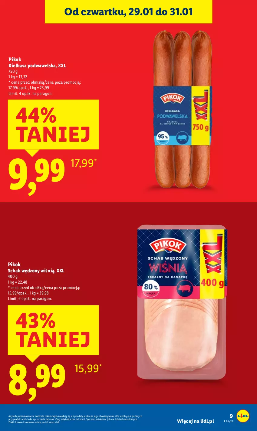 Gazetka promocyjna Lidl - GAZETKA - ważna 29.01 do 31.01.2026 - strona 9 - produkty: Kiełbasa, Kiełbasa podwawelska, PIKOK, Wawel