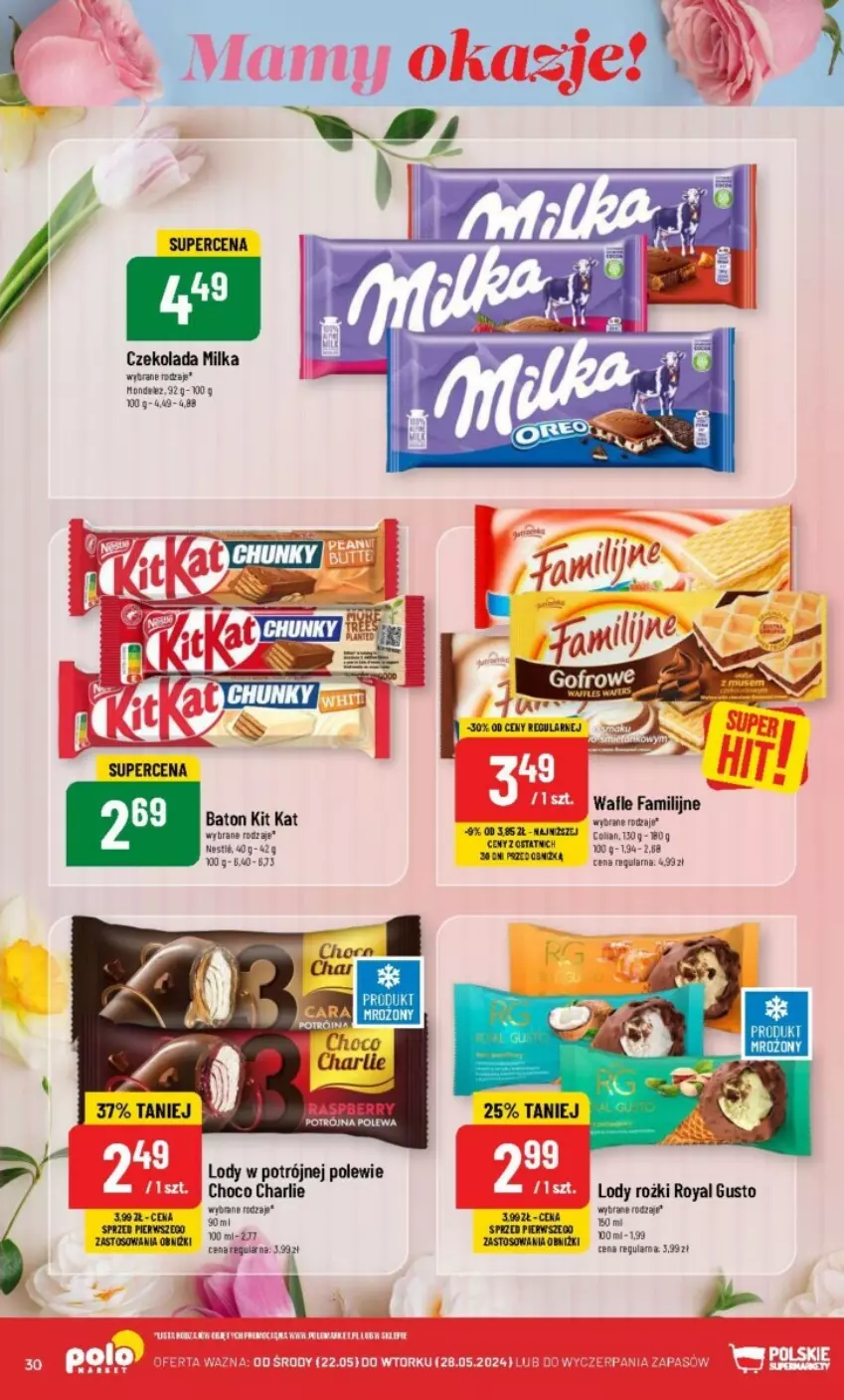 Gazetka promocyjna PoloMarket - ważna 22.05 do 28.05.2024 - strona 24 - produkty: Baton, Czekolada, Fa, Kit Kat, Lody, Milka, Wafle