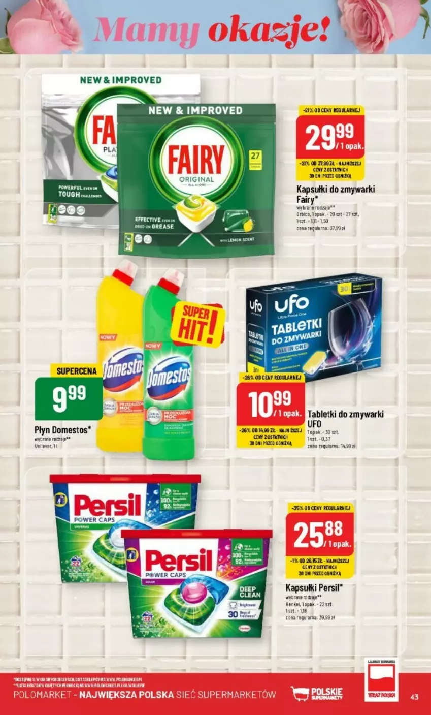 Gazetka promocyjna PoloMarket - ważna 22.05 do 28.05.2024 - strona 38 - produkty: Domestos, Fa, Fairy, Persil, Tablet, Tabletki do zmywarki, Zmywarki