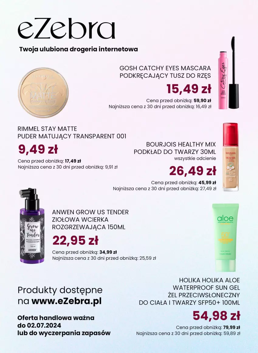 Gazetka promocyjna Dino - Gazetka 26 / 2024 - ważna 26.06 do 02.07.2024 - strona 60 - produkty: Bourjois, Gosh, Holika Holika, Podkład, Podkład do twarzy, Puder, Tran, Tusz